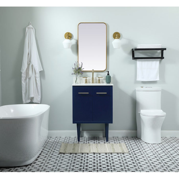 Elegant Cyrus 24" Single Bathroom Vanity, Blue/Backsplash