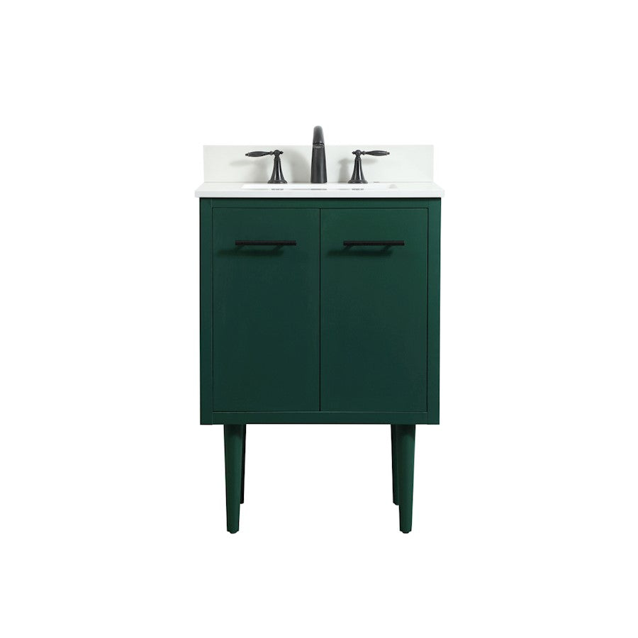 Elegant Cyrus 24" Single Bathroom Vanity, Green/Backsplash - VF48024MGN-BS