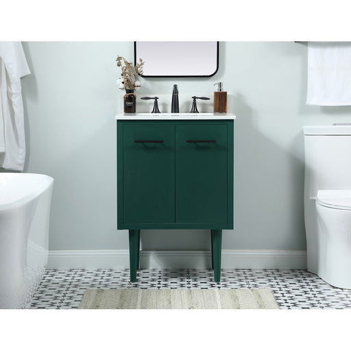 Elegant Cyrus 24" Single Bathroom Vanity, Green/Backsplash