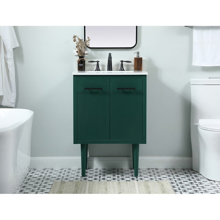Elegant Cyrus 24" Single Bathroom Vanity, Green/Backsplash
