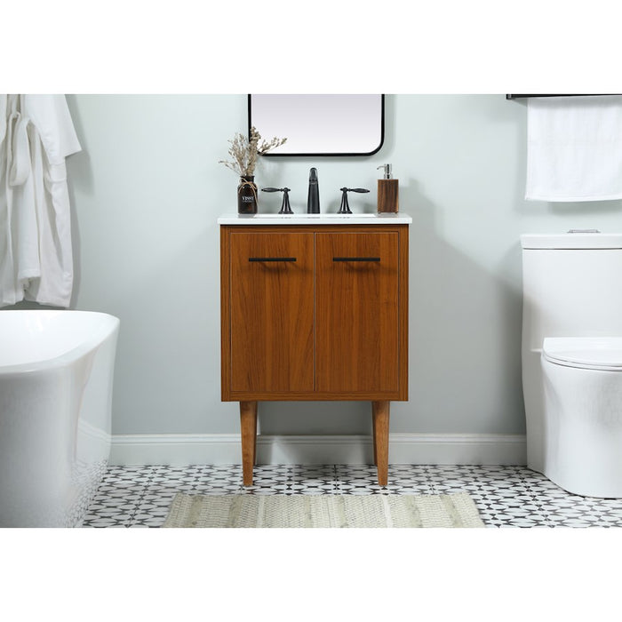 Elegant Kitchen/Bath Cyrus 24" Single Bathroom Vanity, Teak