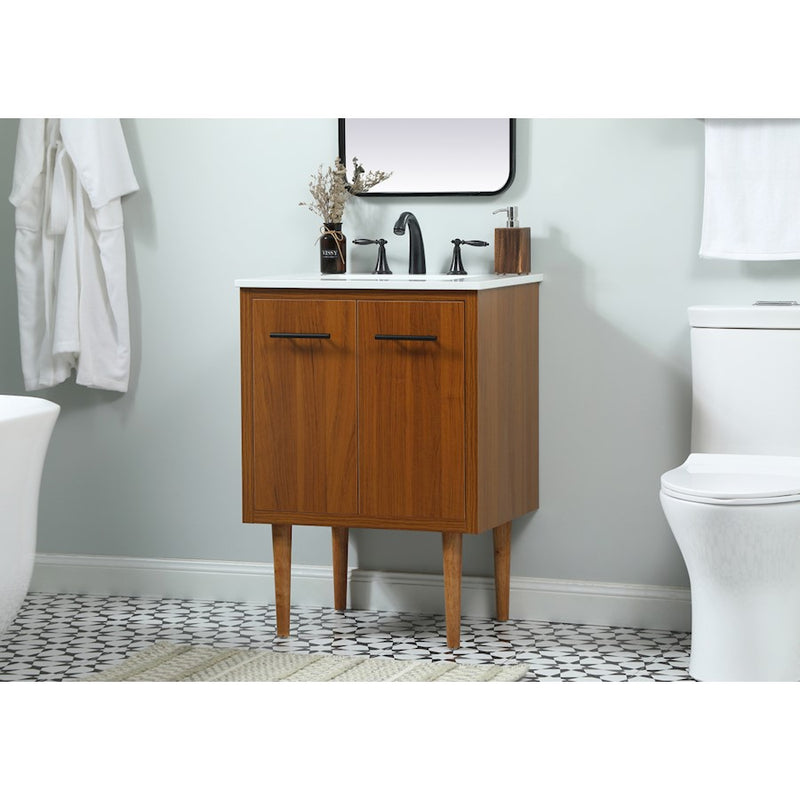Elegant Kitchen/Bath Cyrus 24" Single Bathroom Vanity, Teak