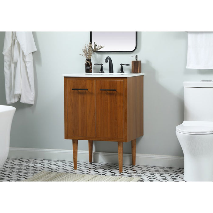 Elegant Kitchen/Bath Cyrus 24" Single Bathroom Vanity, Teak