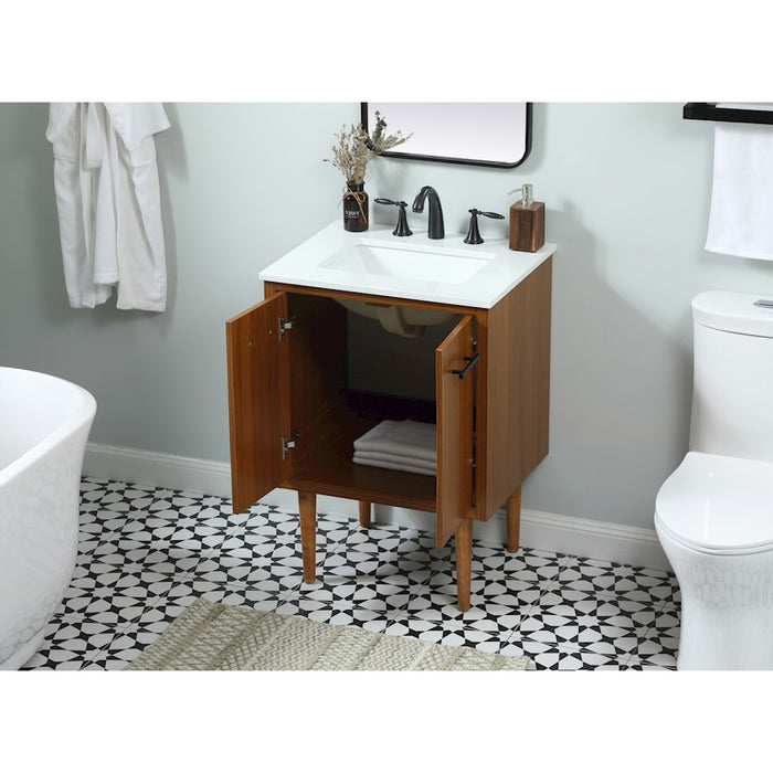 Elegant Kitchen/Bath Cyrus 24" Single Bathroom Vanity, Teak