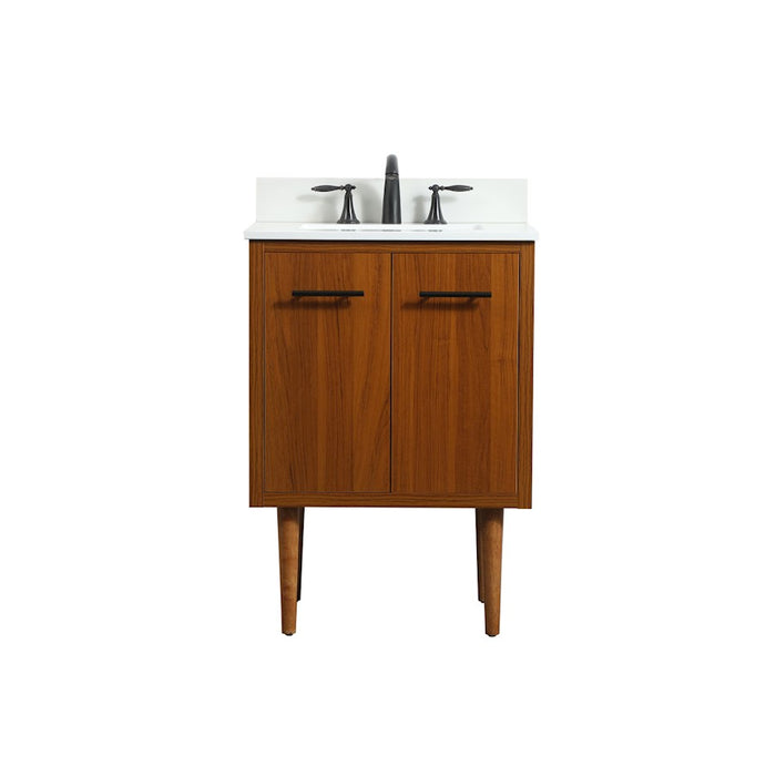 Elegant Cyrus 24" Single Bathroom Vanity, Teak/Backsplash - VF48024MTK-BS
