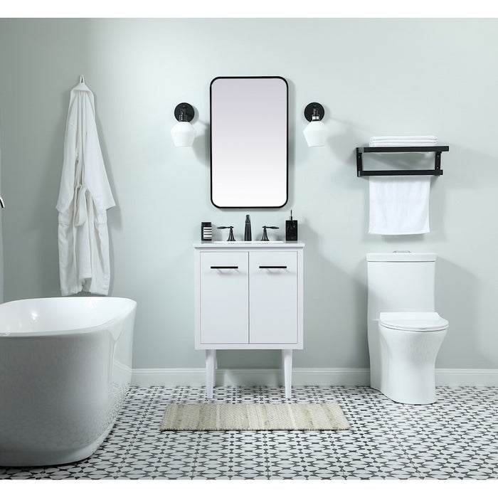 Elegant Cyrus 24" Single Bathroom Vanity, Teak/Backsplash