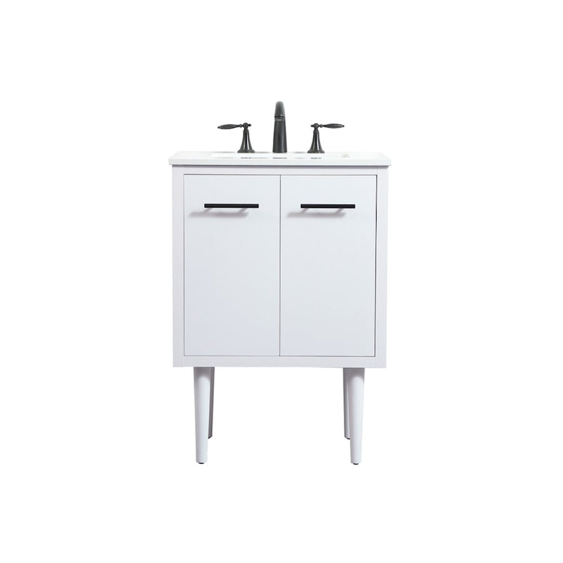 Elegant Kitchen/Bath Cyrus 24" Single Bathroom Vanity, White - VF48024MWH
