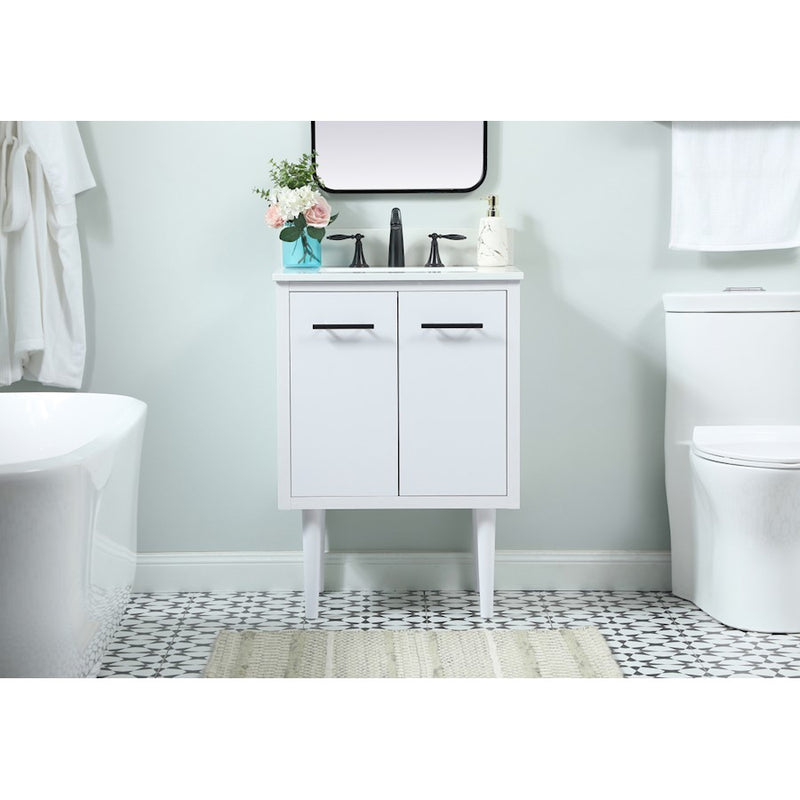 Elegant Cyrus 24" Single Bathroom Vanity, White/Backsplash