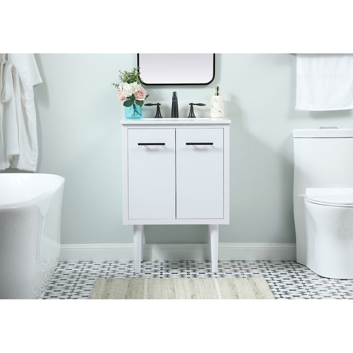 Elegant Cyrus 24" Single Bathroom Vanity, White/Backsplash
