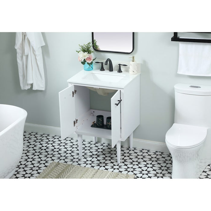 Elegant Cyrus 24" Single Bathroom Vanity, White/Backsplash