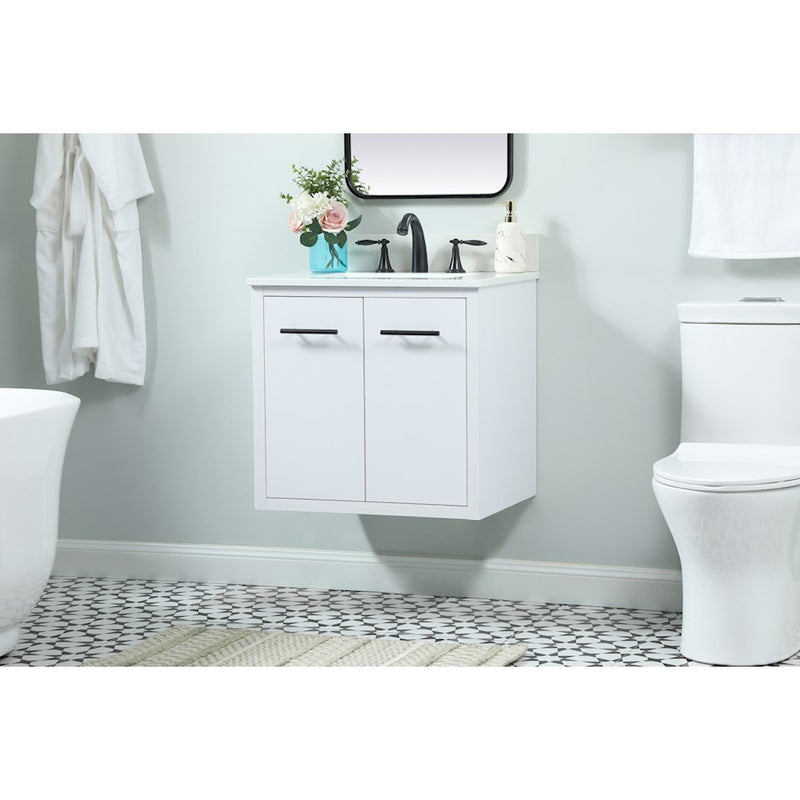 Elegant Cyrus 24" Single Bathroom Vanity, White/Backsplash