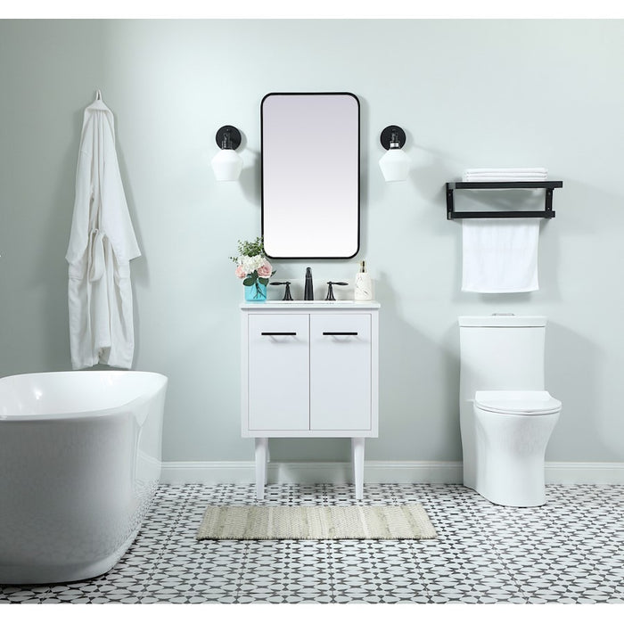 Elegant Cyrus 24" Single Bathroom Vanity, White/Backsplash