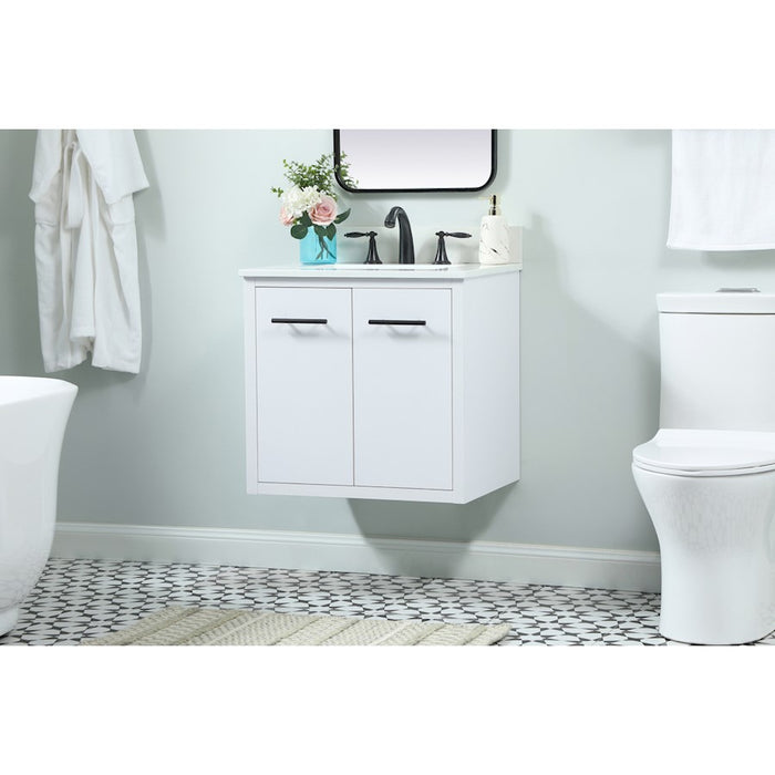Elegant Cyrus 24" Single Bathroom Vanity, White/Backsplash