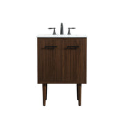 Elegant Kitchen/Bath Cyrus 24" Single Bathroom Vanity, Walnut - VF48024MWT
