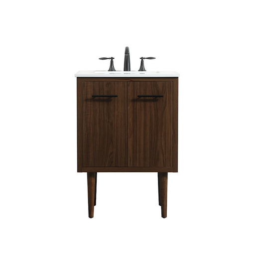 Elegant Kitchen/Bath Cyrus 24" Single Bathroom Vanity, Walnut - VF48024MWT