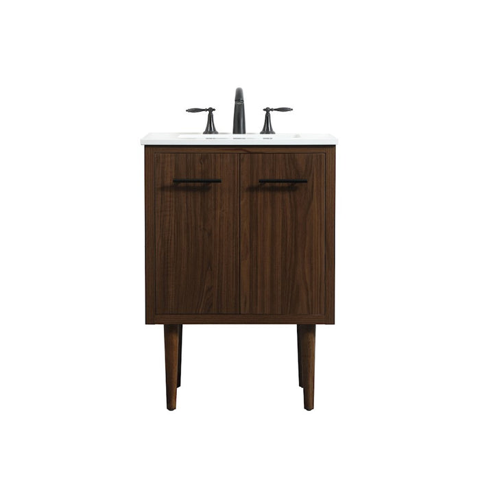 Elegant Kitchen/Bath Cyrus 24" Single Bathroom Vanity, Walnut - VF48024MWT