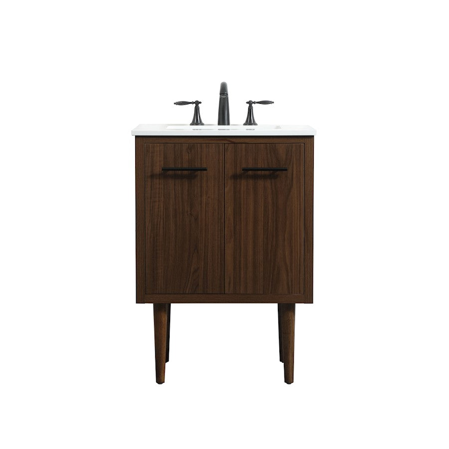 Elegant Kitchen/Bath Cyrus 24" Single Bathroom Vanity, Walnut - VF48024MWT