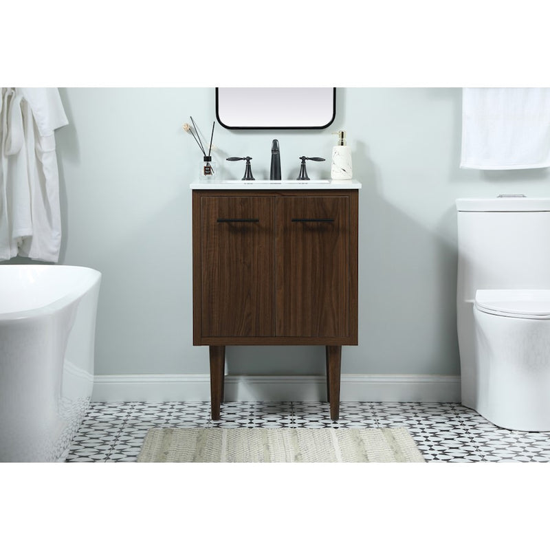 Elegant Kitchen/Bath Cyrus 24" Single Bathroom Vanity, Walnut
