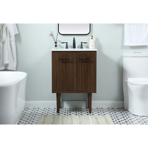 Elegant Kitchen/Bath Cyrus 24" Single Bathroom Vanity, Walnut
