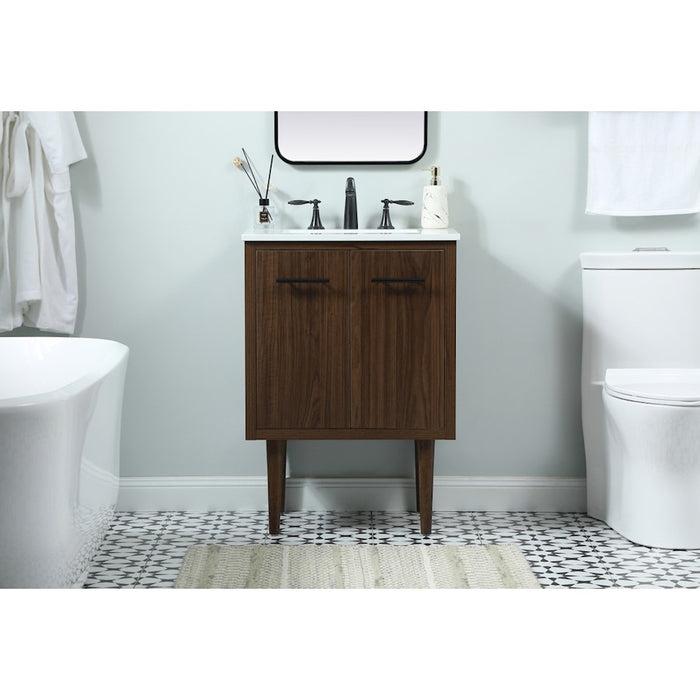 Elegant Kitchen/Bath Cyrus 24" Single Bathroom Vanity, Walnut