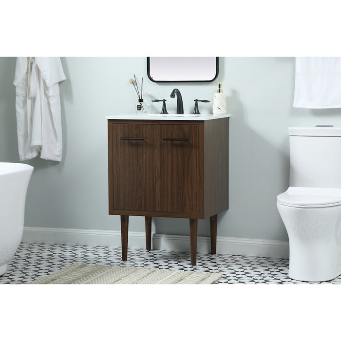 Elegant Kitchen/Bath Cyrus 24" Single Bathroom Vanity, Walnut