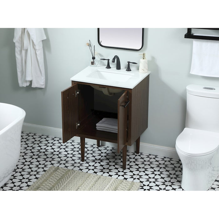 Elegant Kitchen/Bath Cyrus 24" Single Bathroom Vanity, Walnut