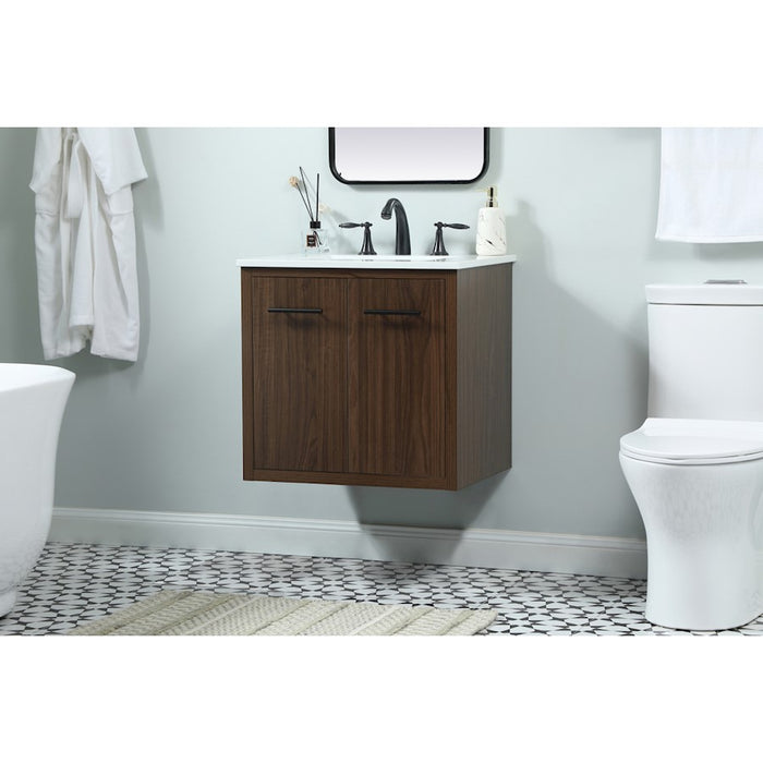Elegant Kitchen/Bath Cyrus 24" Single Bathroom Vanity, Walnut