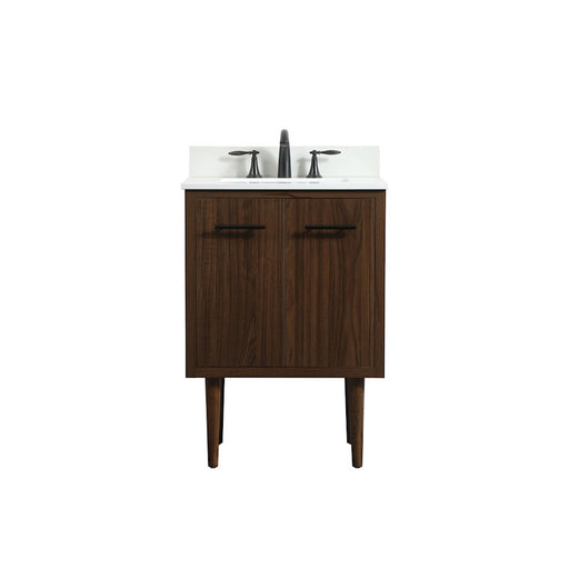 Elegant Cyrus 24" Single Bathroom Vanity, Walnut/Backsplash - VF48024MWT-BS