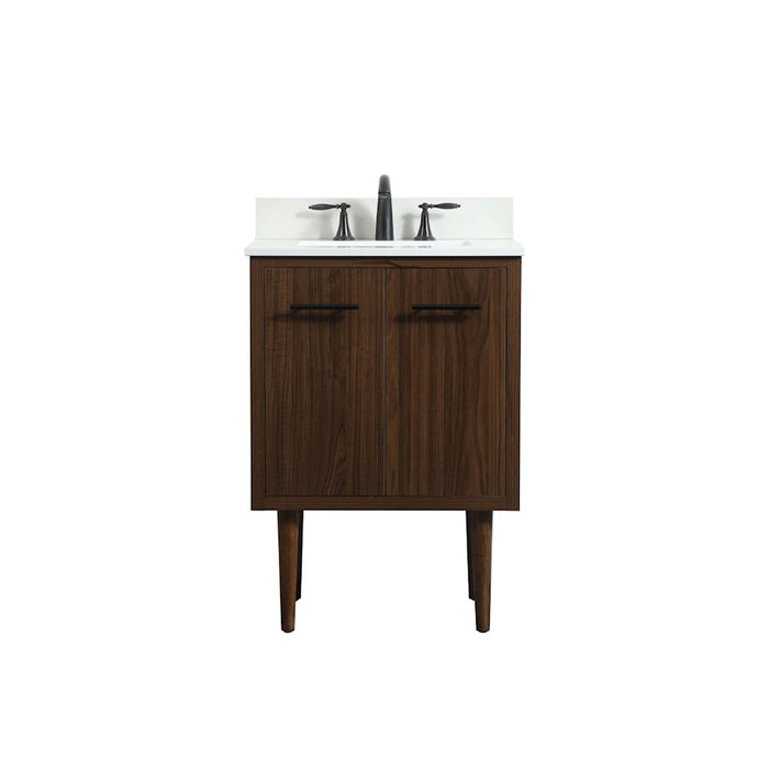 Elegant Cyrus 24" Single Bathroom Vanity, Walnut/Backsplash - VF48024MWT-BS