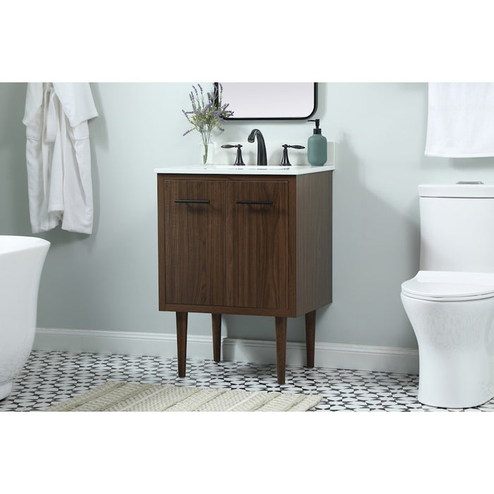 Elegant Cyrus 24" Single Bathroom Vanity, Walnut/Backsplash