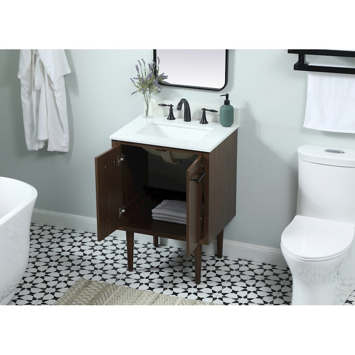 Elegant Cyrus 24" Single Bathroom Vanity, Walnut/Backsplash