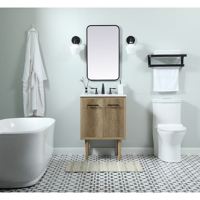 Elegant Cyrus 24" Single Bathroom Vanity, Walnut/Backsplash