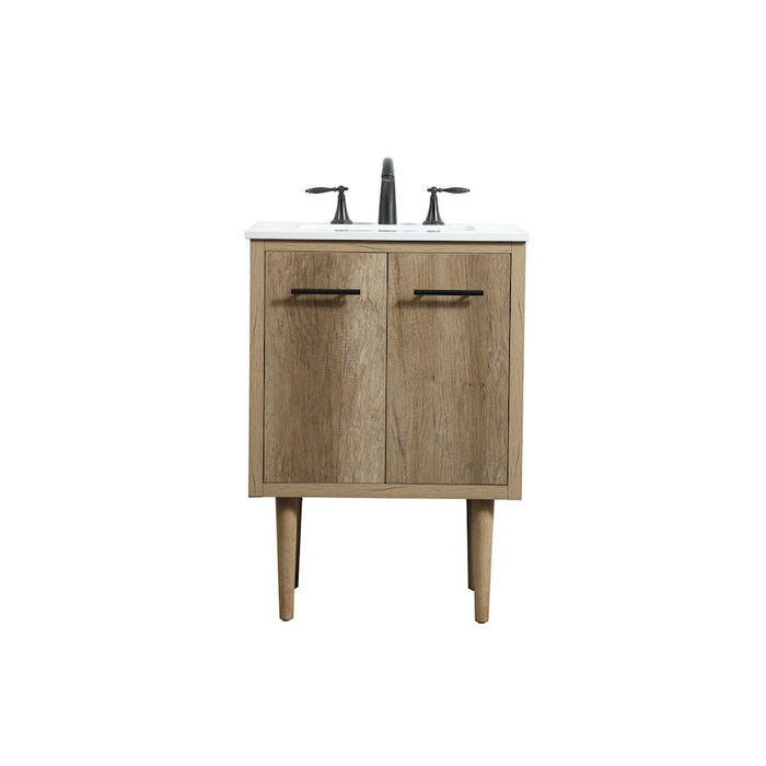 Elegant Kitchen/Bath Cyrus 24" Single Bathroom Vanity, Natural Oak - VF48024NT