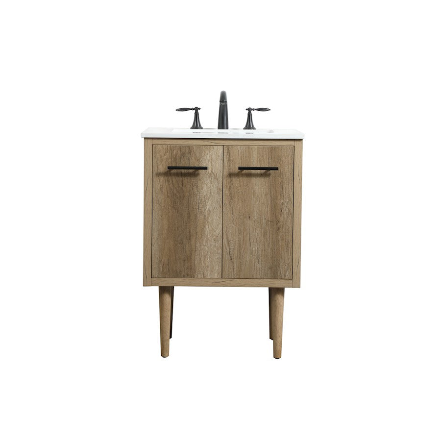 Elegant Kitchen/Bath Cyrus 24" Single Bathroom Vanity, Natural Oak - VF48024NT