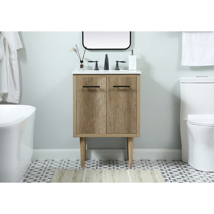 Elegant Kitchen/Bath Cyrus 24" Single Bathroom Vanity, Natural Oak