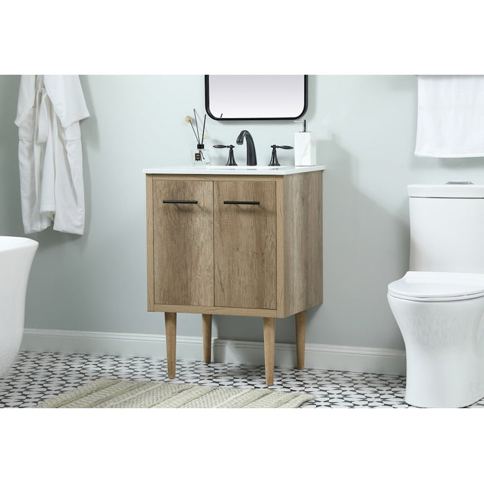 Elegant Kitchen/Bath Cyrus 24" Single Bathroom Vanity, Natural Oak