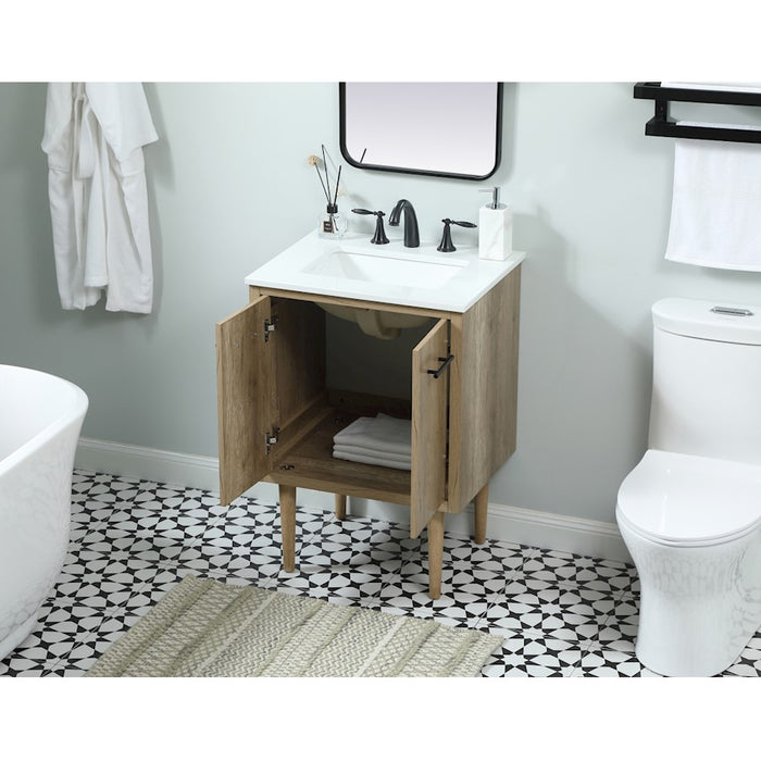 Elegant Kitchen/Bath Cyrus 24" Single Bathroom Vanity, Natural Oak