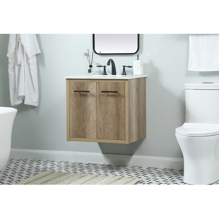 Elegant Kitchen/Bath Cyrus 24" Single Bathroom Vanity, Natural Oak