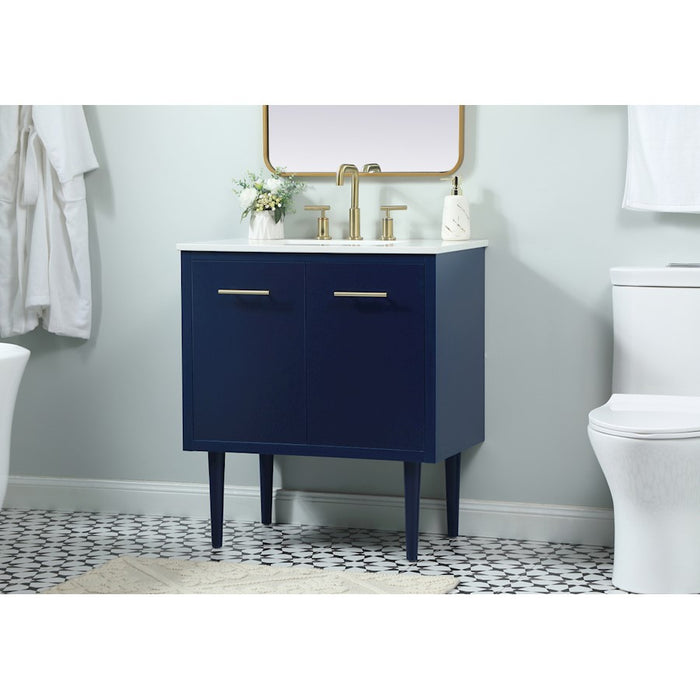 Elegant Kitchen/Bath Cyrus 30" Single Bathroom Vanity, Blue