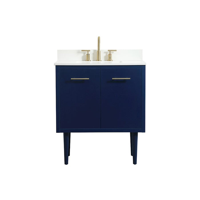 Elegant Cyrus 30" Single Bathroom Vanity, Blue/Backsplash - VF48030MBL-BS