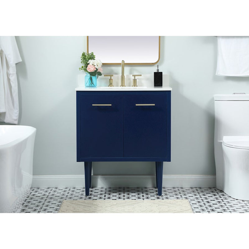Elegant Cyrus 30" Single Bathroom Vanity, Blue/Backsplash
