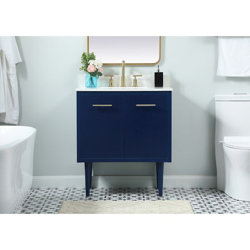 Elegant Cyrus 30" Single Bathroom Vanity, Blue/Backsplash