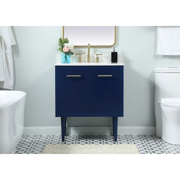Elegant Cyrus 30" Single Bathroom Vanity, Blue/Backsplash