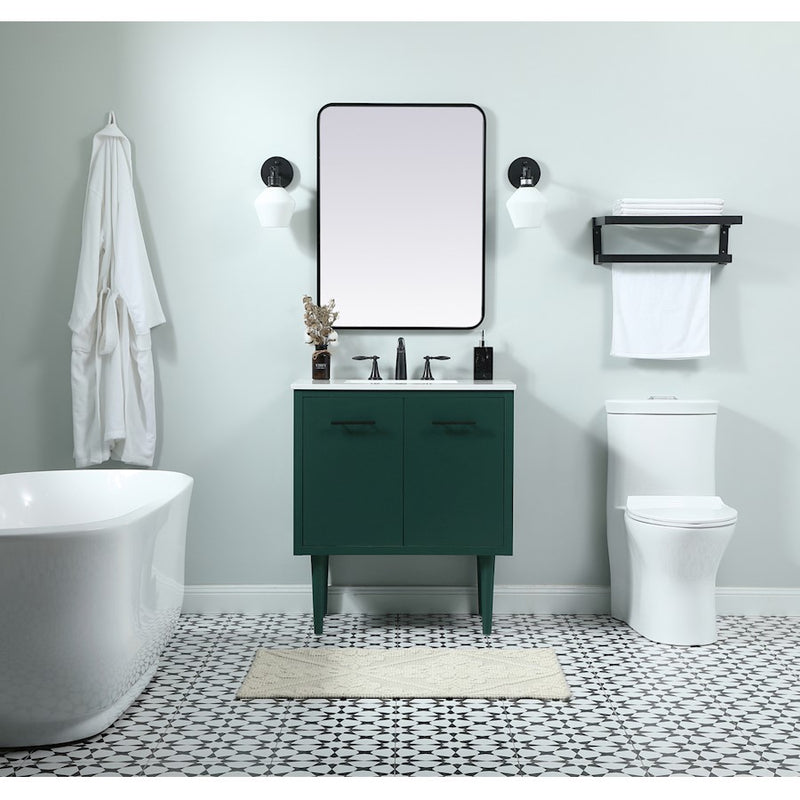 Elegant Cyrus 30" Single Bathroom Vanity, Blue/Backsplash