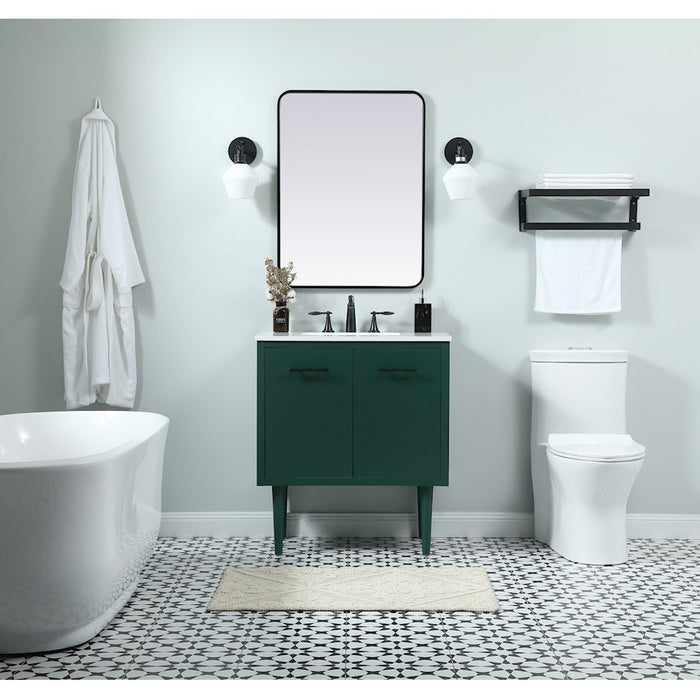 Elegant Cyrus 30" Single Bathroom Vanity, Blue/Backsplash
