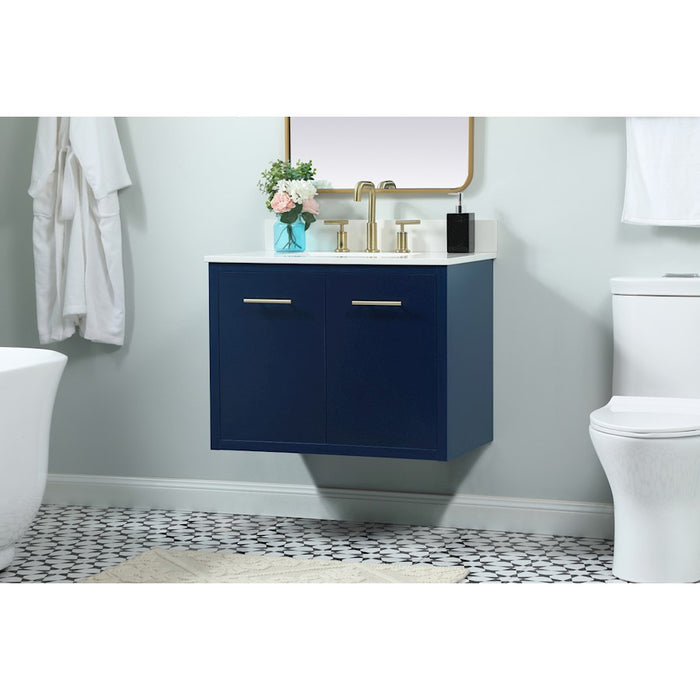 Elegant Cyrus 30" Single Bathroom Vanity, Blue/Backsplash