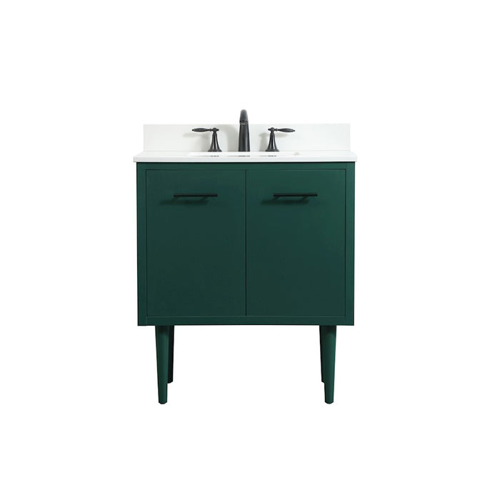 Elegant Cyrus 30" Single Bathroom Vanity, Green/Backsplash - VF48030MGN-BS
