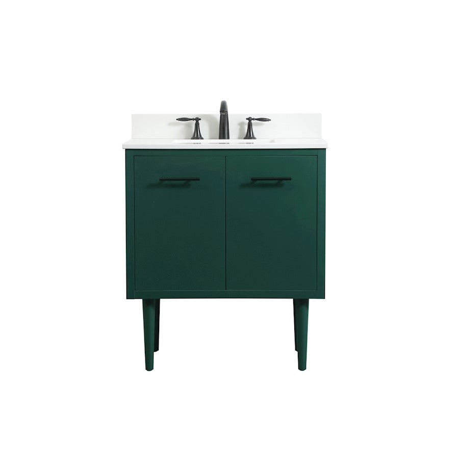 Elegant Cyrus 30" Single Bathroom Vanity, Green/Backsplash - VF48030MGN-BS