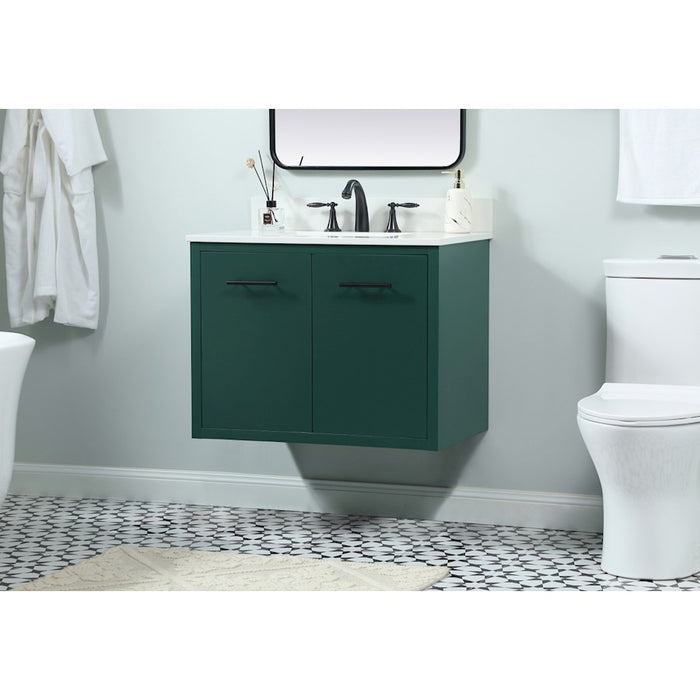 Elegant Cyrus 30" Single Bathroom Vanity, Green/Backsplash