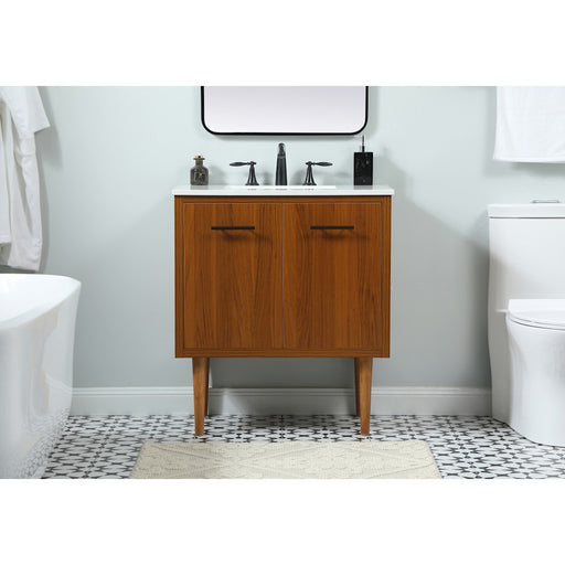 Elegant Kitchen/Bath Cyrus 30" Single Bathroom Vanity, Teak